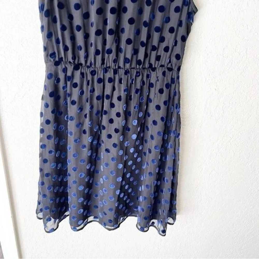 J. Crew Dress Womens 6 Velvet Polka Dot Black Navy Blue Fit Flare Cocktail F9829